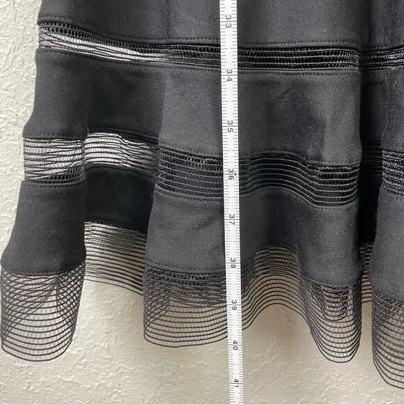 Tadashi Shoji Mesh Illusion Striped Dress Black Fit & Flare Size Medium NWT - Picture 10 of 11
